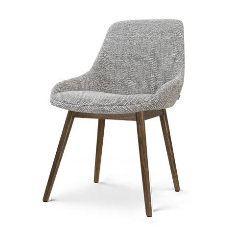 Nio-Isa eetkamerstoel grijs blend - walnoot houten onderstel