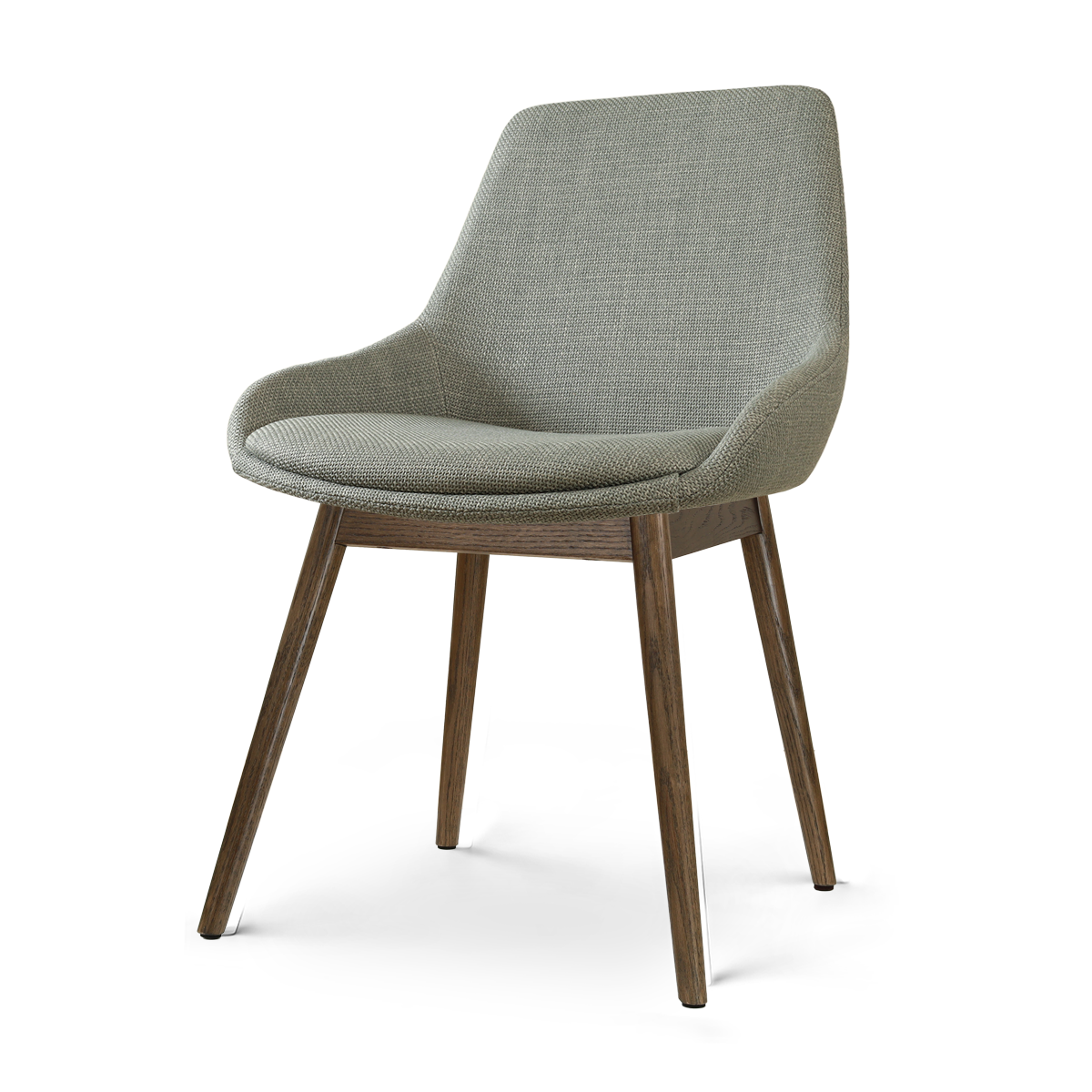 Nio-Isa eetkamerstoel saliegroen - walnoot houten onderstel