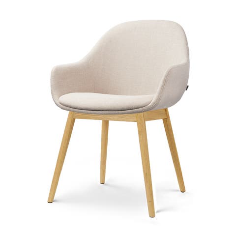 Nio-Mae eetkamerstoel beige - houten onderstel