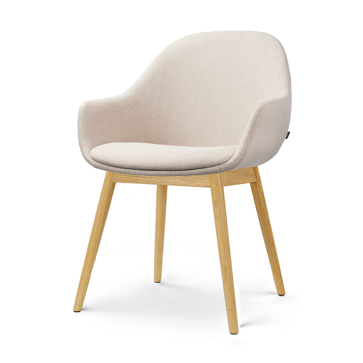 Nio-Mae eetkamerstoel bouclé beige - houten onderstel