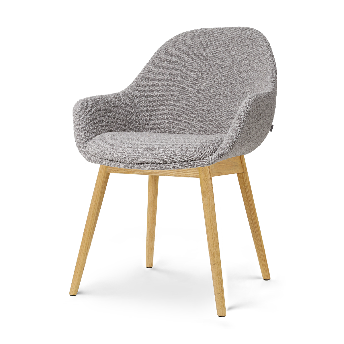 Nio-Mae eetkamerstoel bouclé taupe - houten onderstel