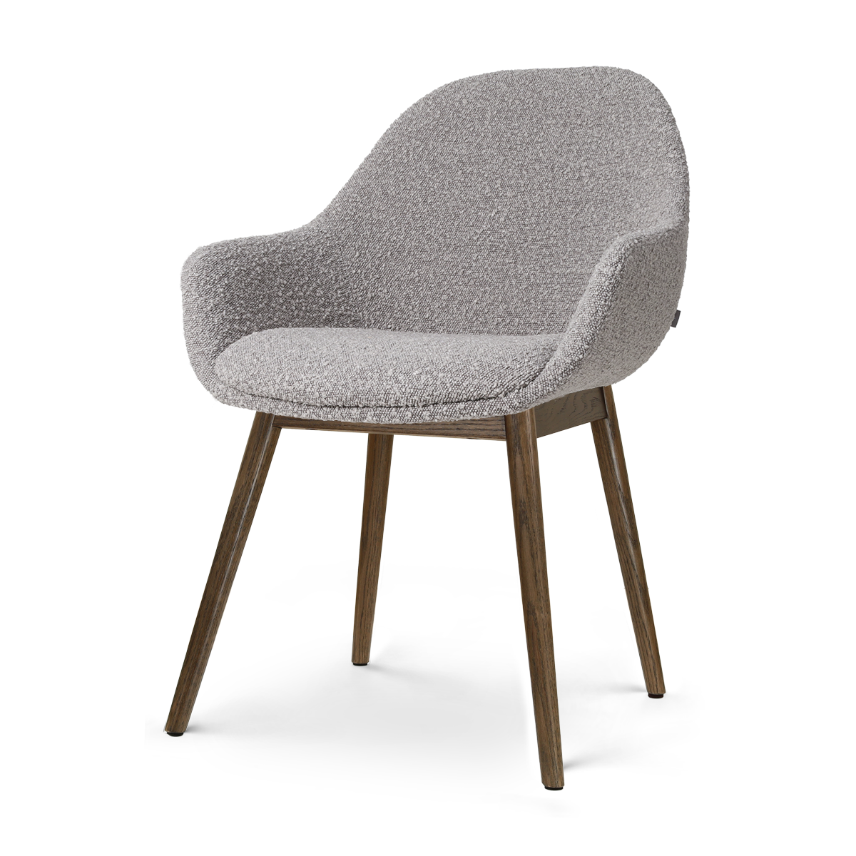 Nio-Mae eetkamerstoel bouclé taupe - walnoot houten onderstel