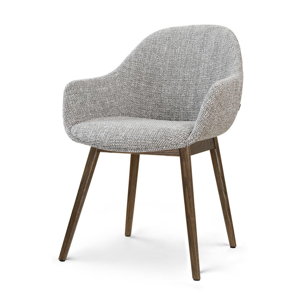 Nio-Mae eetkamerstoel grijs blend - walnoot houten onderstel