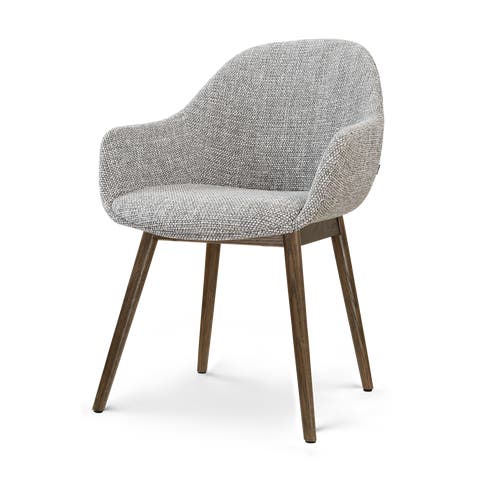 Nio-Mae eetkamerstoel grijs blend - walnoot houten onderstel