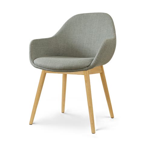 Nio-Mae eetkamerstoel saliegroen - houten onderstel