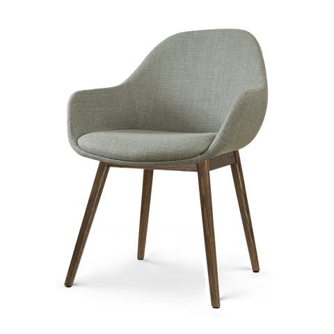 Nio-Mae eetkamerstoel saliegroen - walnoot houten onderstel