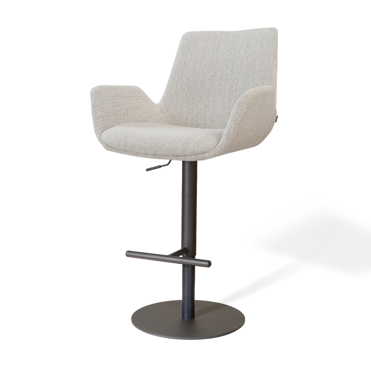 Niva-Eef draaibare tulp barkruk beige gemêleerd - verstelbaar - mat zwart onderstel