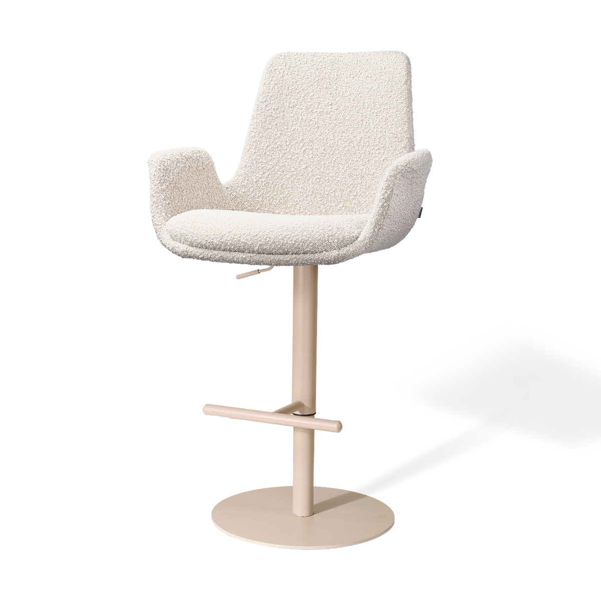 Niva-Eef draaibare tulp barkruk bouclé beige - verstelbaar - beige onderstel