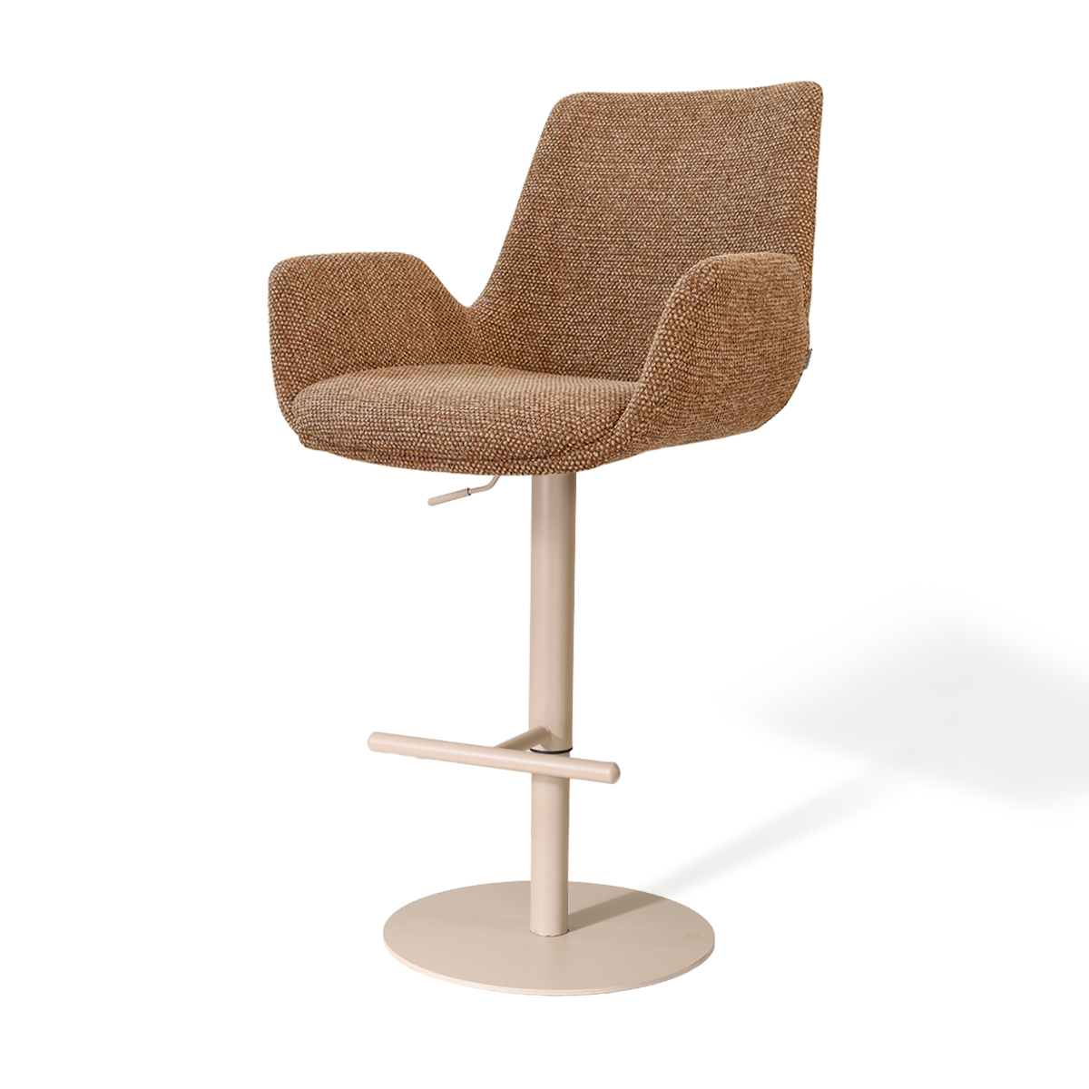 Niva-Eef draaibare tulp barkruk bruin blend - verstelbaar - beige onderstel