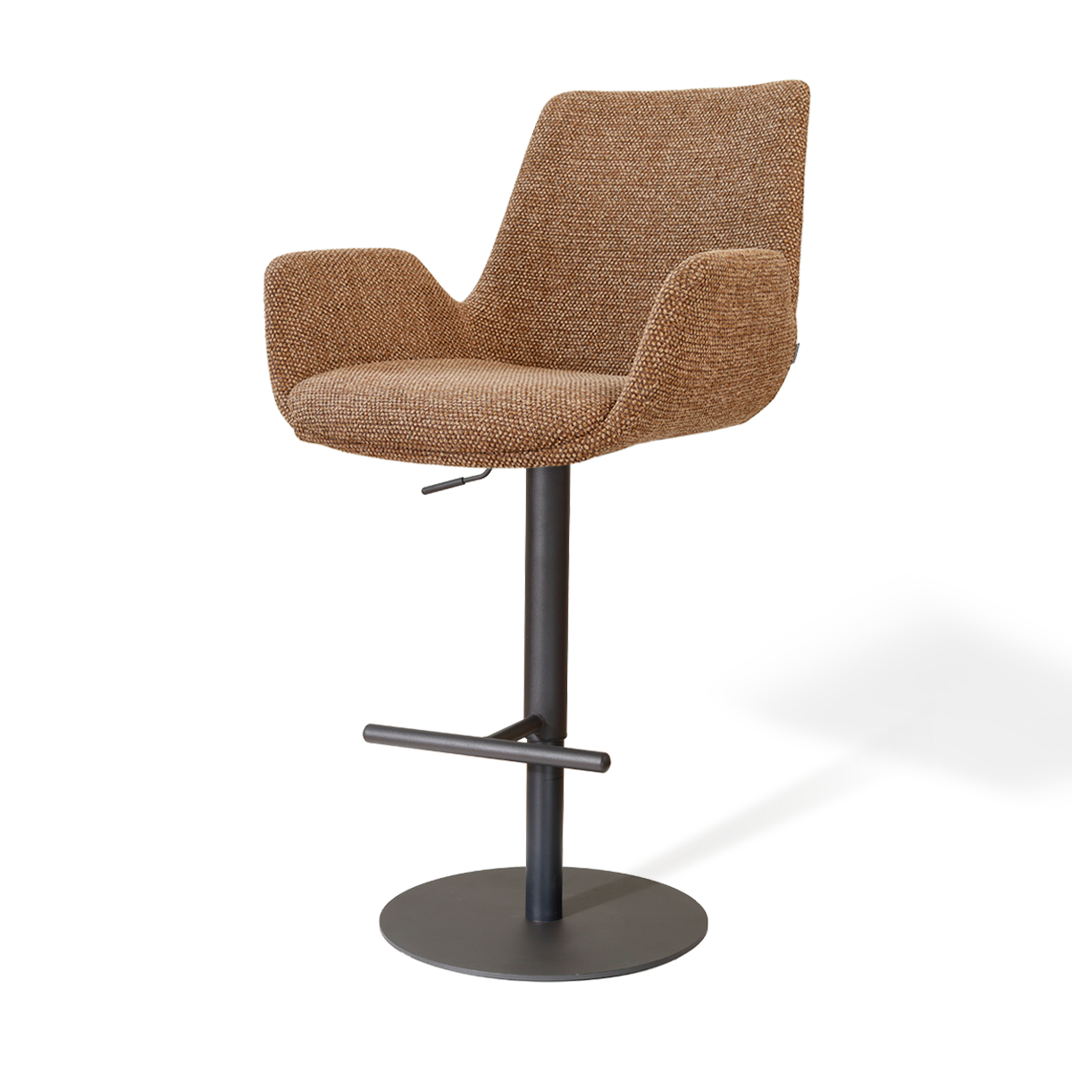 Niva-Eef draaibare tulp barkruk bruin blend - verstelbaar - mat zwart onderstel