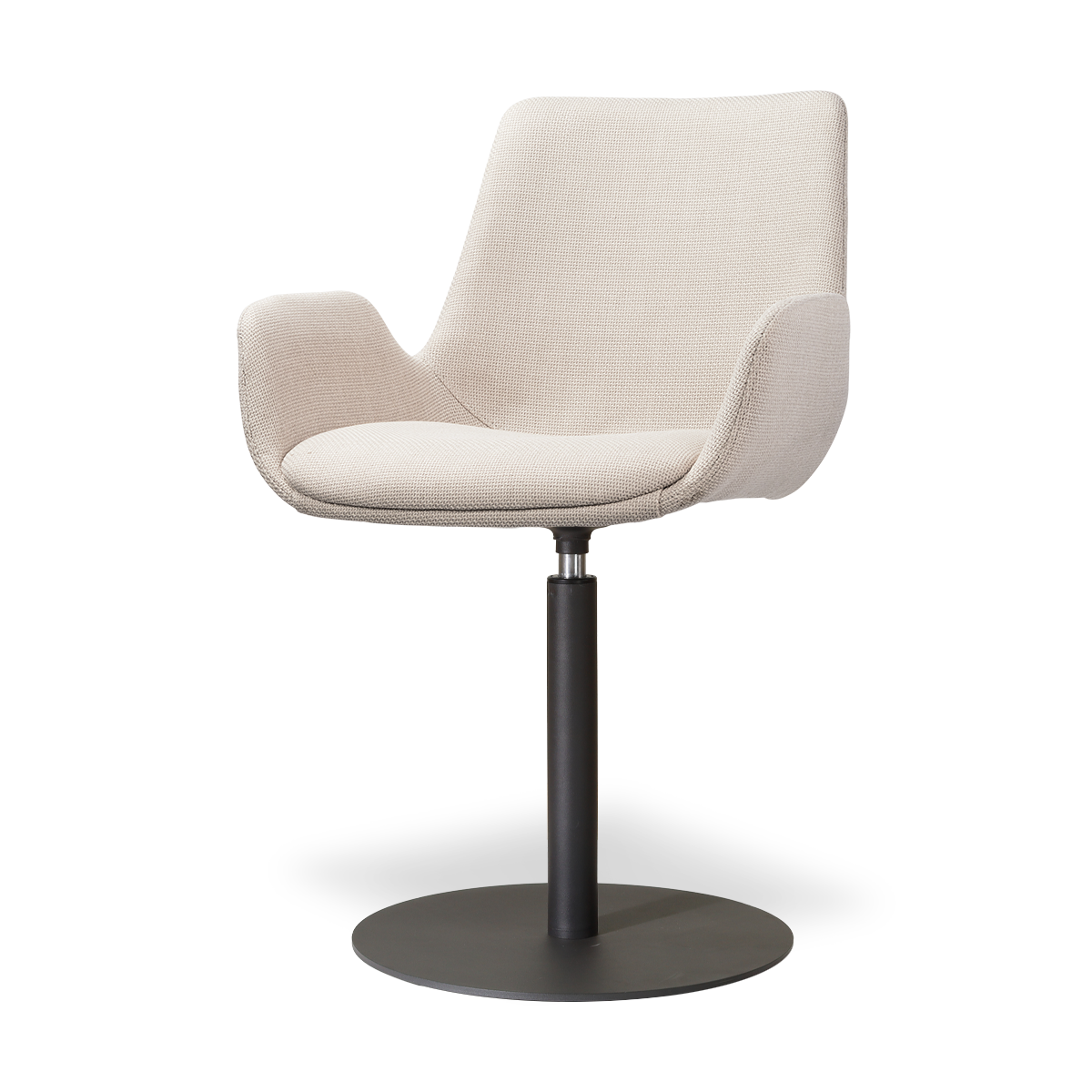 Niva-Eef draaibare tulp eetkamerstoel beige - mat zwart onderstel