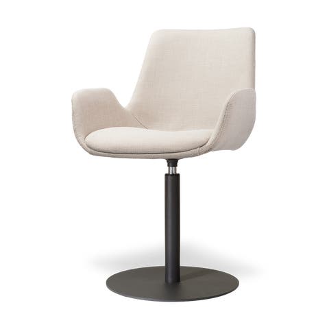 Niva-Eef draaibare tulp eetkamerstoel beige - mat zwart onderstel