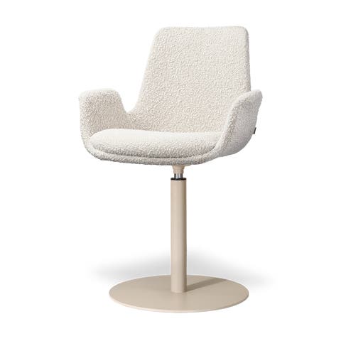 Niva-Eef draaibare tulp eetkamerstoel bouclé beige - beige onderstel
