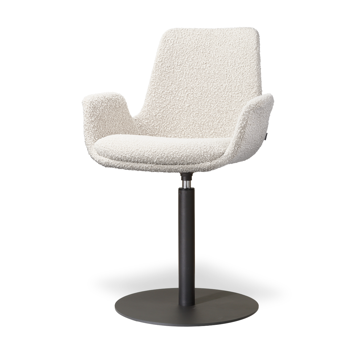Niva-Eef draaibare tulp eetkamerstoel bouclé beige - mat zwart onderstel