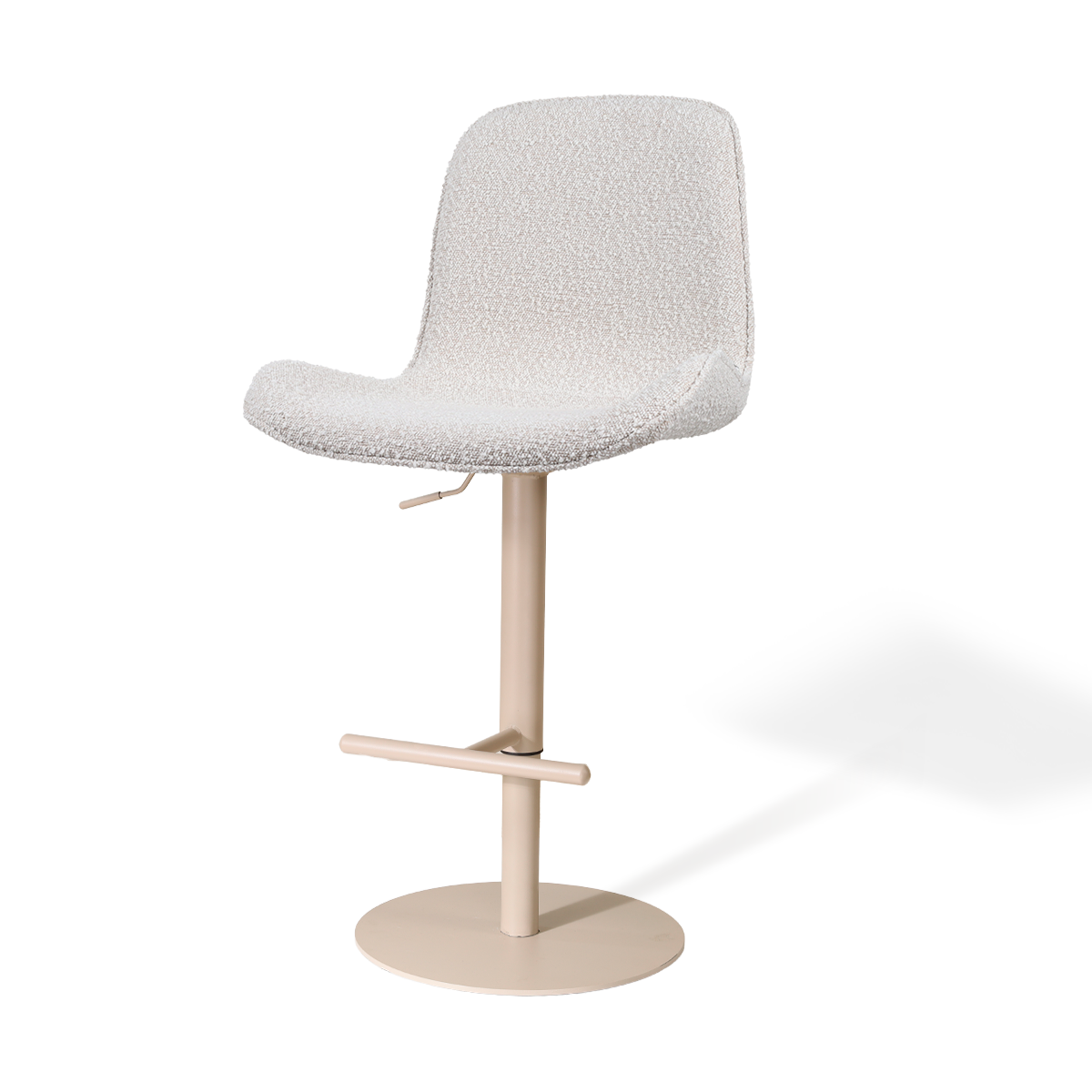 Niva-Fé draaibare tulp barkruk bouclé beige - verstelbaar - beige onderstel