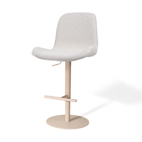 Niva-Fé draaibare tulp barkruk bouclé beige - verstelbaar - beige onderstel