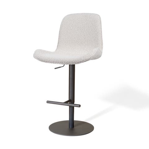 Niva-Fé draaibare tulp barkruk bouclé beige - verstelbaar - mat zwart onderstel