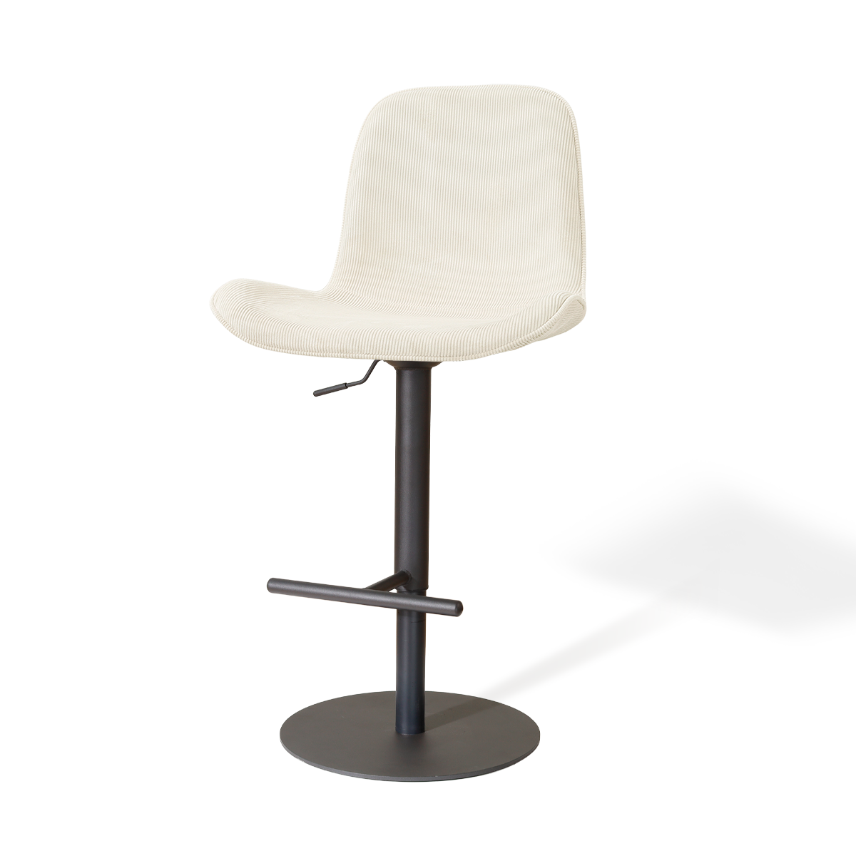 Niva-Fé draaibare tulp barkruk rib beige - verstelbaar - mat zwart onderstel