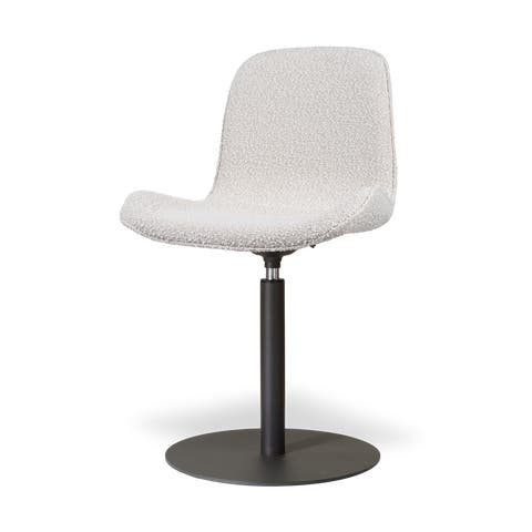 Niva-Fé draaibare tulp eetkamerstoel bouclé beige - mat zwart onderstel