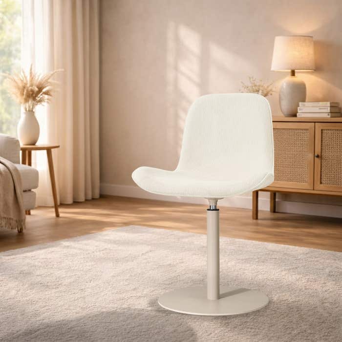 Niva-Fé draaibare tulp eetkamerstoel rib beige - beige onderstel - stoffen - scandinavisch - comfortabel