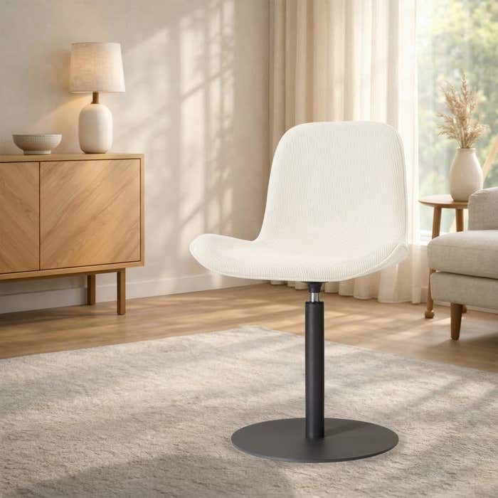 Niva-Fé draaibare tulp eetkamerstoel rib beige - mat zwart onderstel - comfortabel - stoffen - modern
