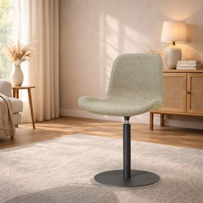 Niva-Fé draaibare tulp eetkamerstoel taupe melange - mat zwart onderstel - stoffen - scandinavisch - comfortabel
