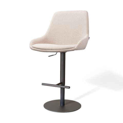 Niva-Isa draaibare tulp barkruk beige - verstelbaar - mat zwart onderstel