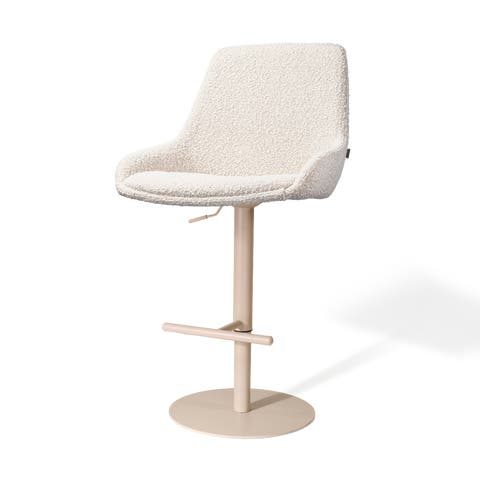 Niva-Isa draaibare tulp barkruk bouclé beige - verstelbaar - beige onderstel