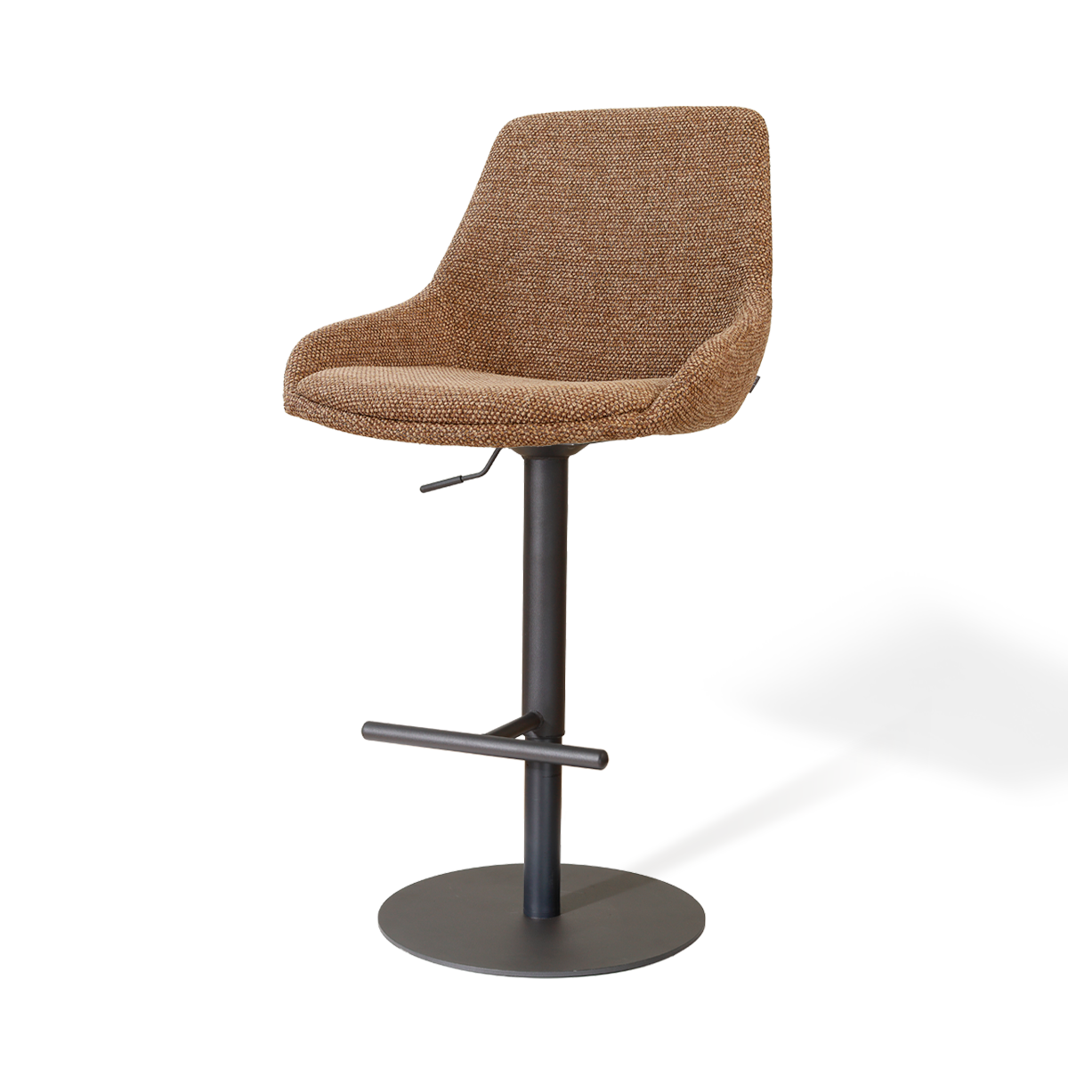 Niva-Isa draaibare tulp barkruk bruin blend - verstelbaar - mat zwart onderstel