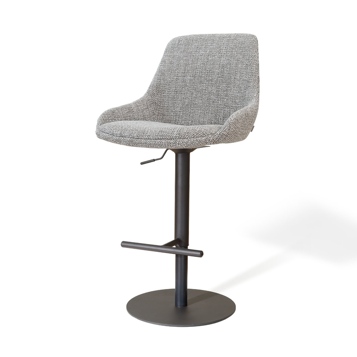 Niva-Isa draaibare tulp barkruk grijs blend - verstelbaar - mat zwart onderstel