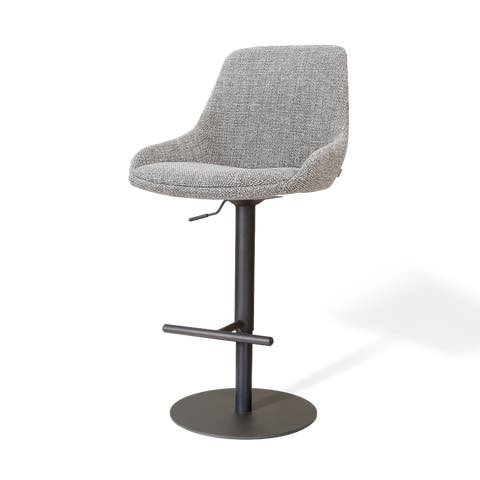 Niva-Isa draaibare tulp barkruk grijs blend - verstelbaar - mat zwart onderstel