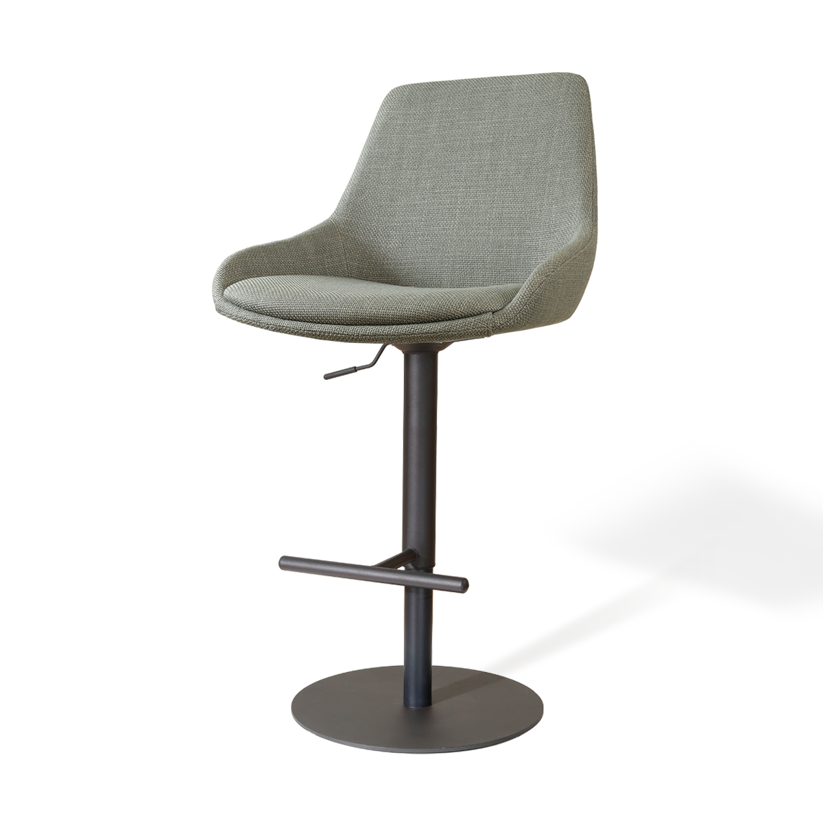 Niva-Isa draaibare tulp barkruk saliegroen - verstelbaar - mat zwart onderstel