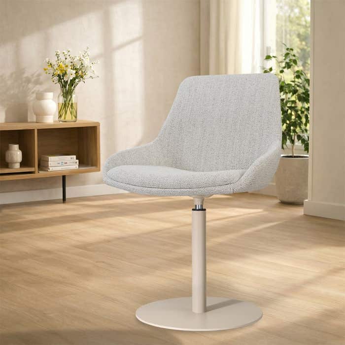 Niva-Isa draaibare tulp eetkamerstoel beige gemêleerd - beige onderstel - stoffen - scandinavisch - comfortabel