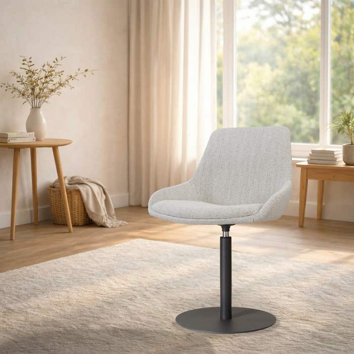 Niva-Isa draaibare tulp eetkamerstoel beige gemêleerd - mat zwart onderstel - stoffen - scandinavisch - comfortabel