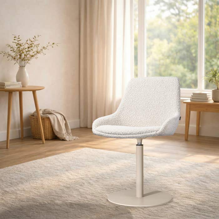 Niva-Isa draaibare tulp eetkamerstoel bouclé beige - beige onderstel - comfortabel - stoffen - japandi