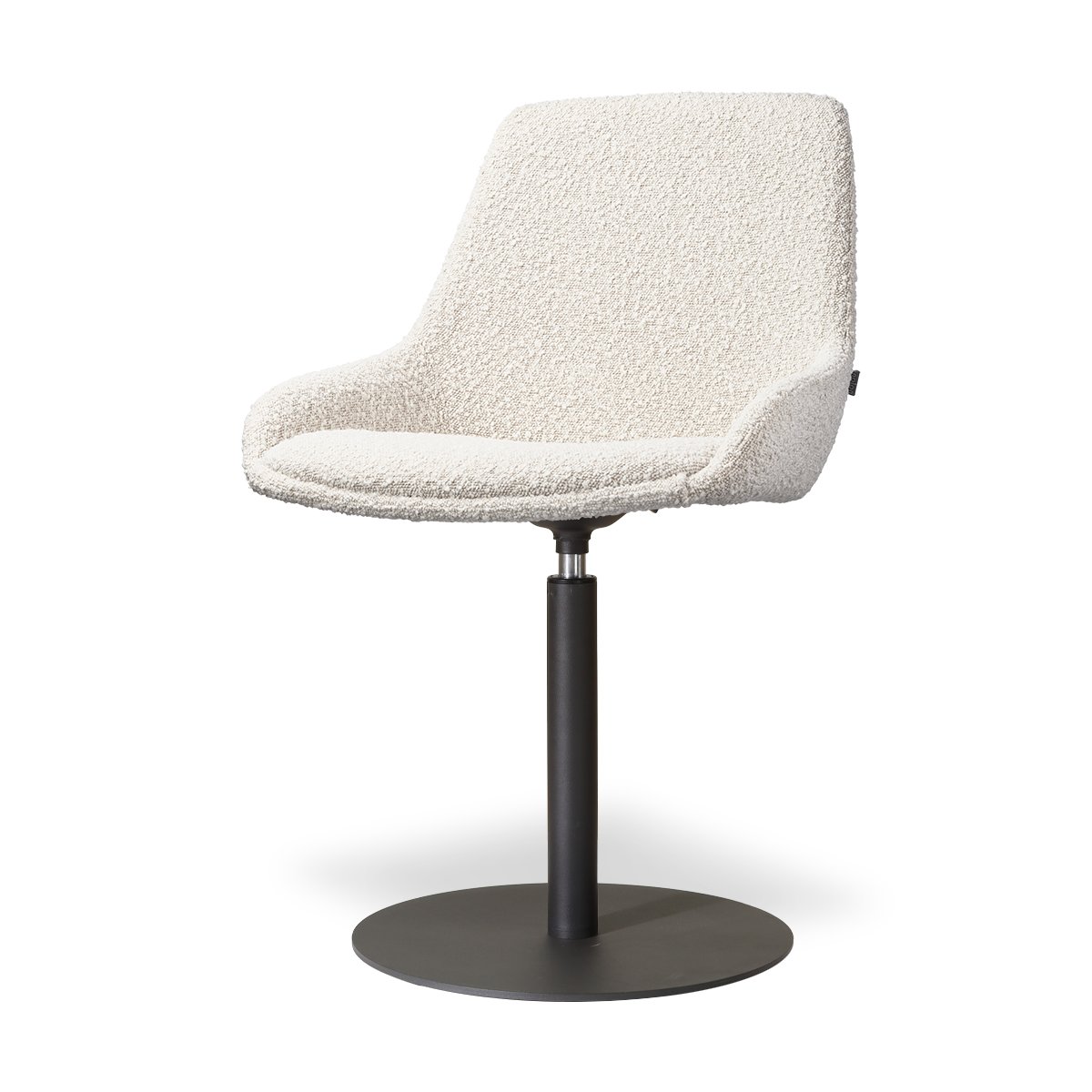 Niva-Isa draaibare tulp eetkamerstoel bouclé beige - mat zwart onderstel
