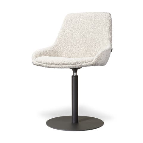 Niva-Isa draaibare tulp eetkamerstoel bouclé beige - mat zwart onderstel