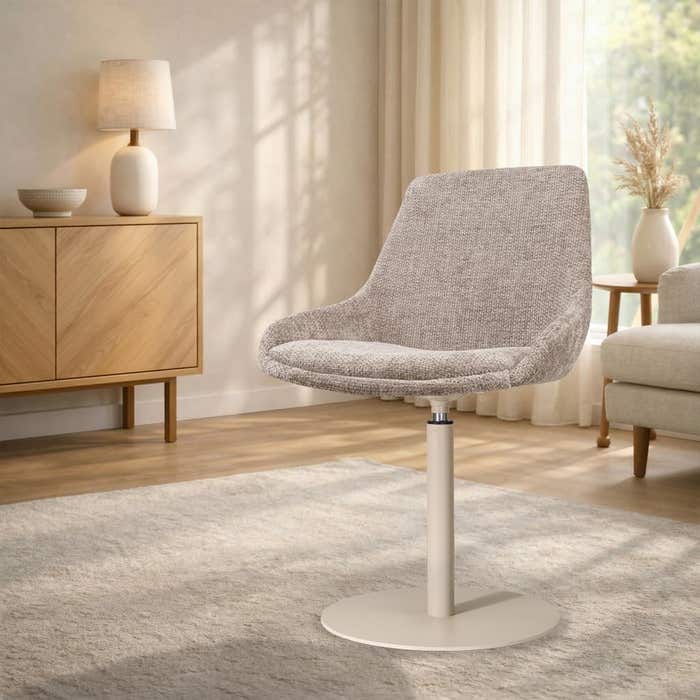 Niva-Isa draaibare tulp eetkamerstoel bruin - beige onderstel - comfortabel - stoffen - japandi