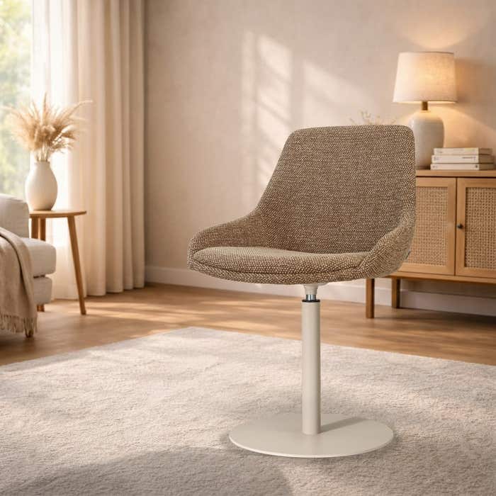 Niva-Isa draaibare tulp eetkamerstoel bruin blend - beige onderstel - modern - stoffen - comfortabel
