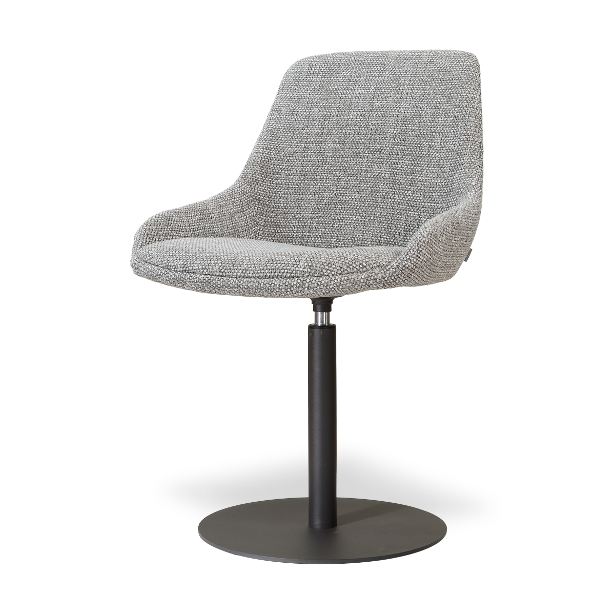 Niva-Isa draaibare tulp eetkamerstoel grijs blend - mat zwart onderstel