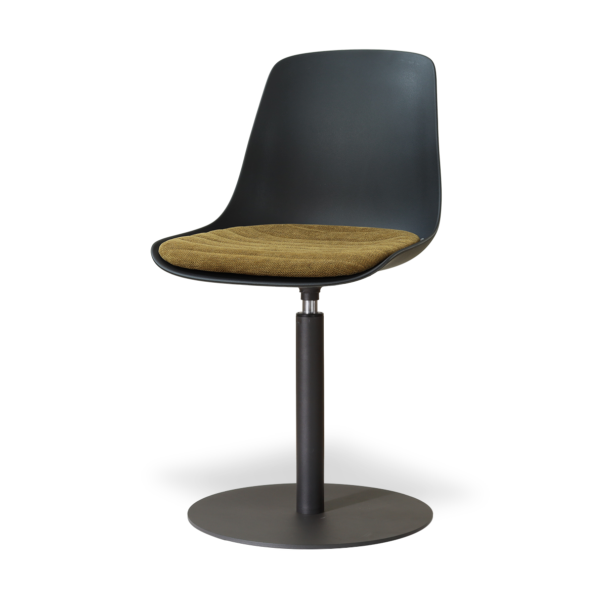 Niva-Liv draaibare tulp eetkamerstoel zwart met mosgroen zitkussen - mat zwart onderstel