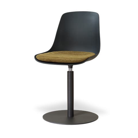 Niva-Liv draaibare tulp eetkamerstoel zwart met mosgroen zitkussen - mat zwart onderstel