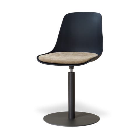 Niva-Liv draaibare tulp eetkamerstoel zwart met nougatbruin zitkussen - mat zwart onderstel