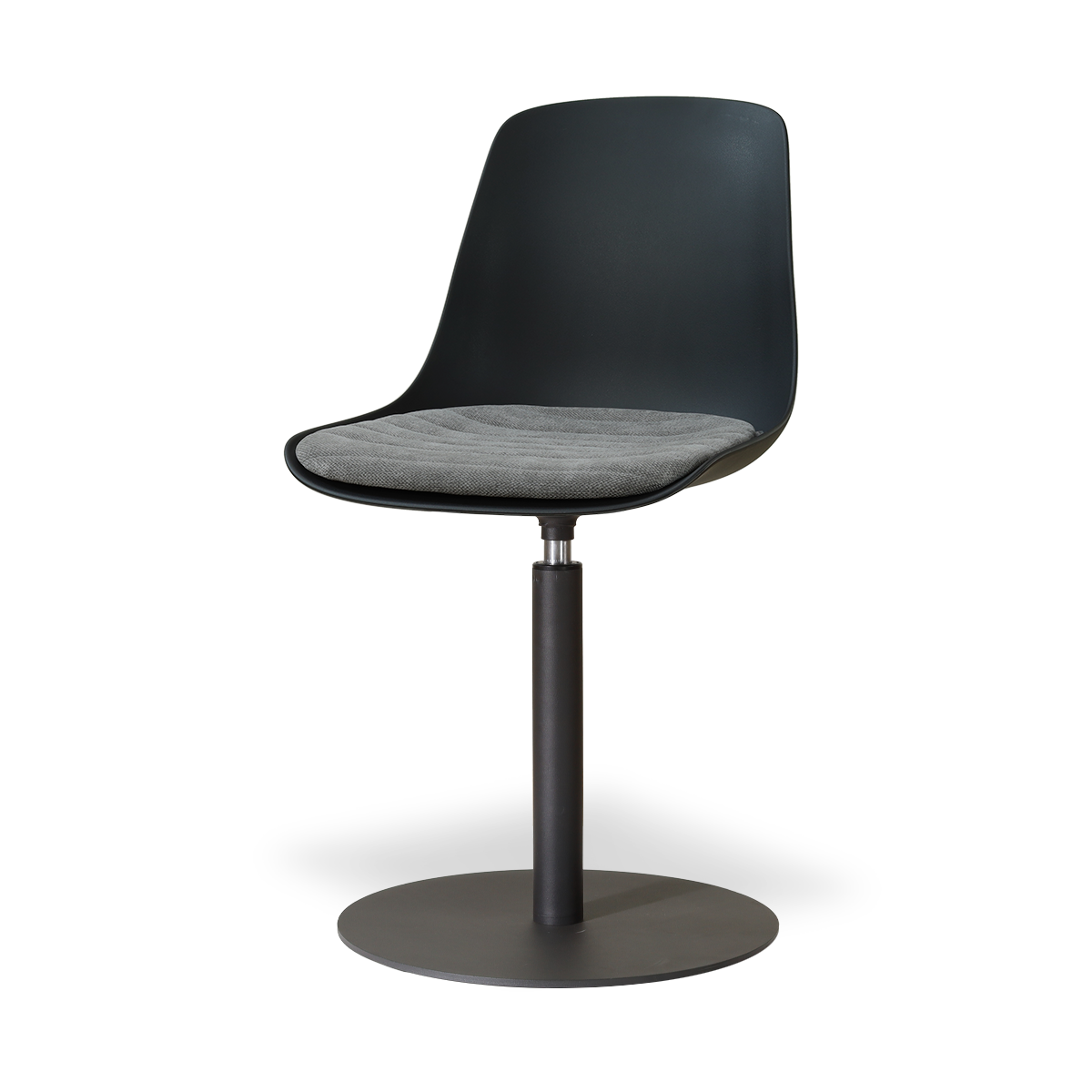 Niva-Liv draaibare tulp eetkamerstoel zwart met zeegrijs zitkussen - mat zwart onderstel