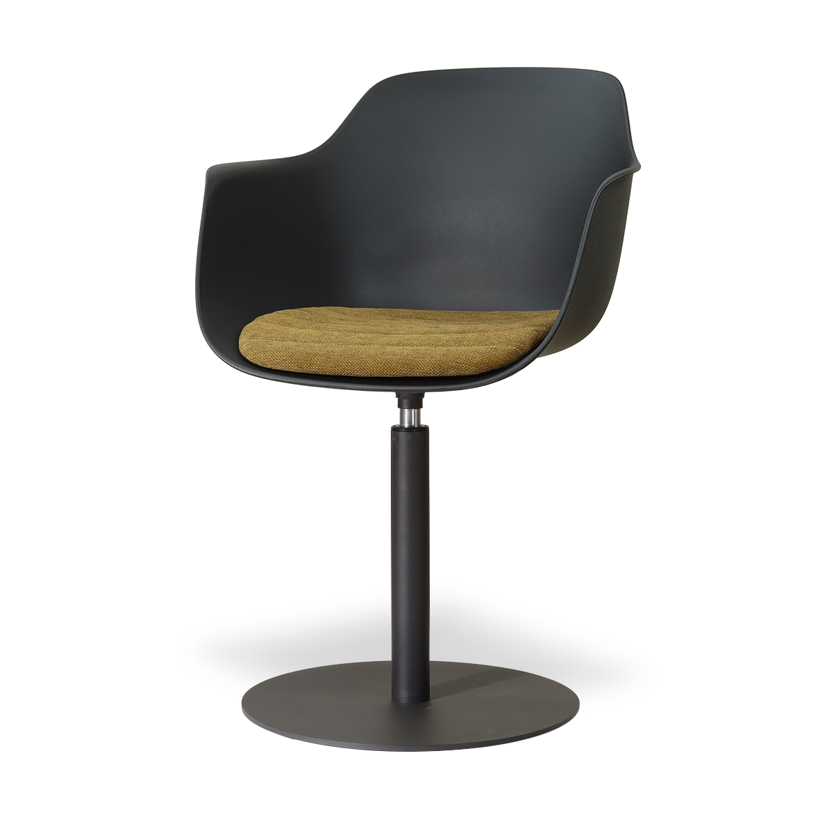 Niva-Liz draaibare tulp eetkamerstoel zwart met mosgroen zitkussen - mat zwart onderstel