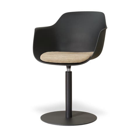 Niva-Liz draaibare tulp eetkamerstoel zwart met nougatbruin zitkussen - mat zwart onderstel