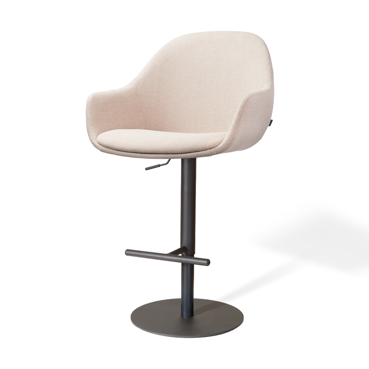 Niva-Mae draaibare tulp barkruk beige - verstelbaar - mat zwart onderstel