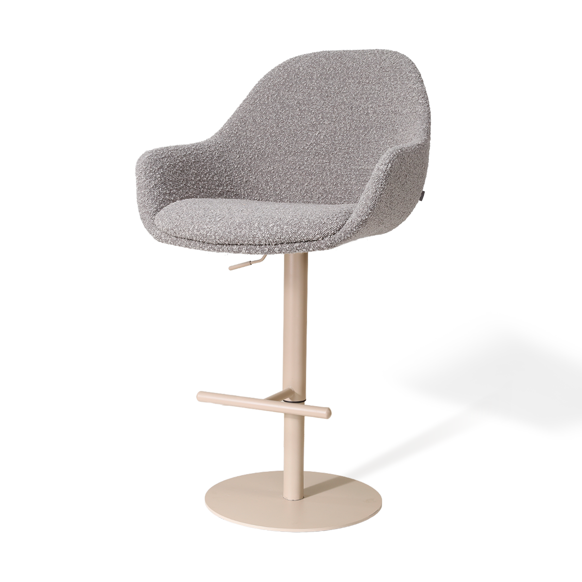 Niva-Mae draaibare tulp barkruk bouclé taupe - verstelbaar - beige onderstel