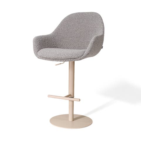 Niva-Mae draaibare tulp barkruk bouclé taupe - verstelbaar - beige onderstel