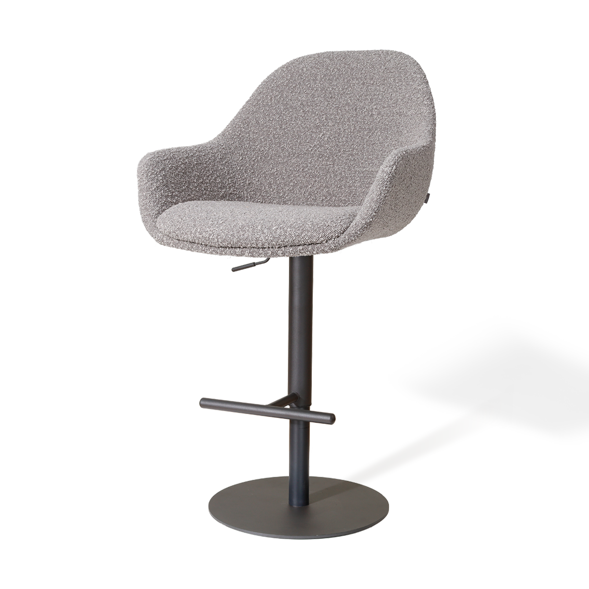 Niva-Mae draaibare tulp barkruk bouclé taupe - verstelbaar - mat zwart onderstel